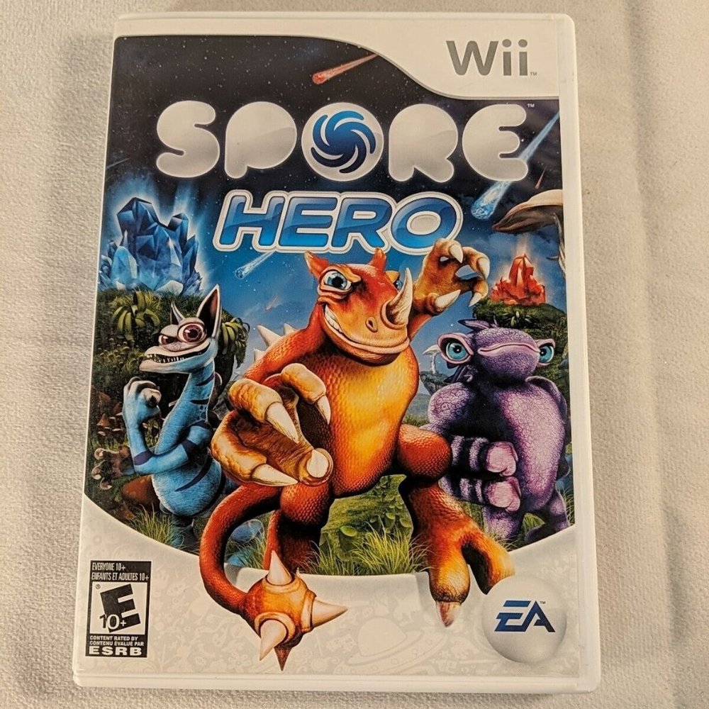 Wii Spore Hero Nintendo EA E10+ 2007 Video Game with Case and Manual